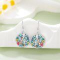 wholesale 925 Sterling Silver Giraffe & Flowers Abalone Shell Drop Earrings for Women-0-3