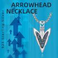 wholesale 925 Sterling Silver Oxidized Arrowhead Pendant Necklace With Black Opal Inlay-0-4