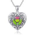 wholesale 925 Sterling Silver Heart Pendant With Pink Thistle Flower Design-0-0