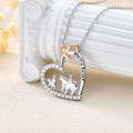 wholesale 925 Sterling Silver Mama Bear Pendant Necklace with Cub Design and Heart Charm-0-2
