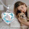 wholesale 925 Sterling Silver Heart Locket Necklace with Angel and Dog Photo  for Women-0-4
