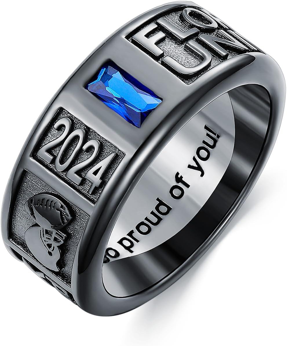 Sterling Silver 0 1 2 3 Gem Men s Graduation Class Ring 4 5 6 7 9 5mm-Width 9.5mm-1 Rectangle 3x6mm-One Pattern # 3