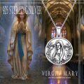 wholesale 925 Sterling Silver Virgin Mary Medal Necklace for Women Girls Catholic  47cm Chain Length-0-4