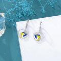 wholesale 925 Sterling Silver Heart-Shaped Sports Ball Dangle Drop Earrings - Gift for Women (Volleyball)-0-1