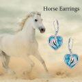 wholesale 925 Sterling Silver Turquoise Horse Head Heart Dangle Earrings s for Women-0-5