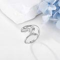 wholesale 925 Sterling Silver Whale Tail Adjustable Open Thimble Ring Sea Life Jewelry-0-2