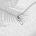 wholesale 925 Sterling Silver Heart-Shaped Pendant with Cubic Zirconia and Scroll Design for Women's Key Necklace Charm-0-3