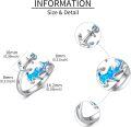 wholesale 925 Sterling Silver Blue Opal Whale Tail Crown Adjustable Ring Ocean  for Women Girls-0-4