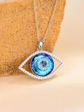 wholesale 925 Sterling Silver Blue Crystal Evil Eye Pendant Necklaces for Women Protection Lucky s-0-2