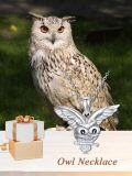 wholesale 925 Sterling Silver Owl Pendant Necklace with Chain for Women Girls  45cm Length-0-5