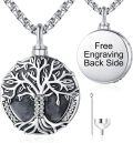 wholesale 925 Sterling Silver Tree of Life Urn Necklace  and Free Engraving Back Side for Men-0-0