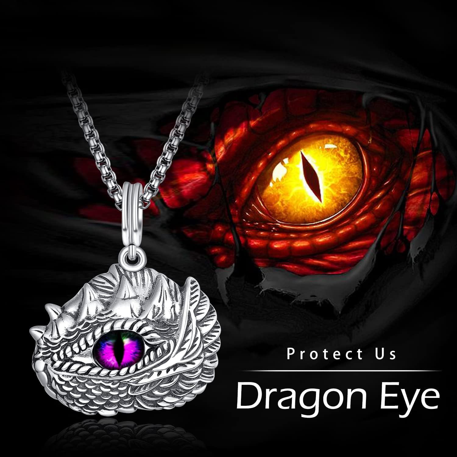 Sterling Silver Dragon Eye Pendant with Purple Blue Green Stone-0-6