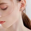wholesale 925 Sterling Silver Rose Gold Plated Turquoise Triangle Cz Stud Earrings-0-7