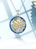 TOUPOP 925 Sterling Silver Crystal Sunflower Paw Print Pendant Necklace-0-3