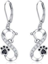 wholesale 925 Sterling Silver Infinity Paw Print Bone Drop Earrings-Paw Print