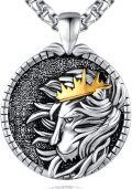 wholesale 925 Sterling Silver Crowned Unicorn Head Pendant Necklaces for Men Women Punk Gothic HipHop Rock s-0-0