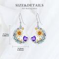 wholesale 925 Sterling Silver Heart Birthstone Sun Moon Dangle Drop Earrings for Women Mom-0-3