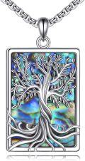 wholesale 925 Sterling Silver Abalone Shell Tree of Life Triple Moon Goddess Pendant Necklace-0-0