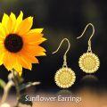 wholesale 925 Sterling Silver Sunflower Drop Dangle Earrings for Women Girls  4cm Long-0-5