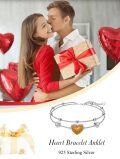 wholesale 925 Sterling Silver Heart-Shaped Orange Stone Double-Strand Ankle Anklet for Women's Footwear Accessories-0-4