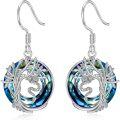 wholesale Snake Earrings Sterling Silver Tree Of Life Drop Dangle Hooks Earrings With Blue Circle Crystal Birthday Christmas Mothers Day Jewelry For Women -0-0