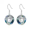 TOUPOP Sterling Silver Blue Crystal Snake Earrings Tree Of Life Drop Dangle Hooks Jewelry-0-0