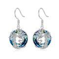 TOUPOP Sterling Silver Blue Crystal Snake Earrings Tree Of Life Drop Dangle Hooks Jewelry-0-0