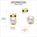 wholesale 14K Gold Pearl Owl Stud Earrings - Animal for Her-0-2