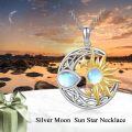 wholesale 925 Sterling Silver Celtic Moon and Stars Pendant Necklace for Women Girls-0-5