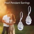 wholesale 925 Sterling Silver Pearl & Zircon Elegant Stud Earrings, 31.6mm, Gift Box-0-2