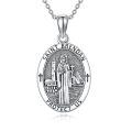 wholesale 925 Sterling Silver St Brendan Protect Us Religious Medal Pendant Necklace for Men & Women-0-0