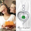 wholesale 925 Sterling Silver Green Crystal Infinity Heart Pendant Necklace for Women Wife Her Gift-0-4