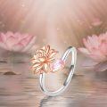 wholesale 925 Sterling Silver Lotus Flower Adjustable Ring Yoga Inspirational Jewelry-0-4