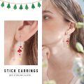 wholesale 925 Sterling Silver Candy Cane Dangle Earrings With Gold Star-0-5