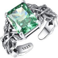 wholesale 925 Sterling Silver Crystal Tree of Life Rings Adjustable Jewelry Gifts for Women-Emerald