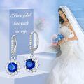wholesale 925 Sterling Silver Blue CZ Lotus Drop Earrings for Women and Girls Gifts-0-5
