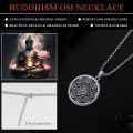 wholesale 925 Sterling Silver Seiyang Buddhism Om Lotus Pendant Necklace for Men Women with 2.5mm 22+2 IN Rolo Chain (with Gift Box)-0-2