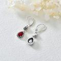 wholesale 925 Sterling Silver Red Austrian Crystal Antique Rose Drop Earrings-0-3