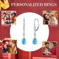 wholesale 925 Sterling Silver Blue Austrian Crystal Pear Drop Leverback Earrings for Women's Gifts-0-10