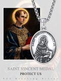 wholesale 925 Sterling Silver Oval St Vincent Protectus Pendant Necklace w/ Cross & 24+2 Extender Chain-0-5