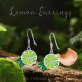 wholesale 925 Sterling Silver & Cubic Zirconia Lemon Earrings, Fresh Summer Citrus Design, 0.51x0.59, 3.3g, Hypoallergenic, Gift for Women-0-5