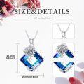 wholesale 925 Sterling Silver Blue Crystal Rose Pendant Necklace for Women - December Birthstone -0-2