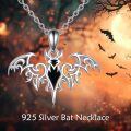 wholesale 925 Sterling Silver Black Onyx Bat Pendant Necklace Gothic Witchy Jewelry for Women-0-1
