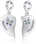 wholesale 925 Sterling Silver Butterfly Heart Pendant Bracelet & Necklace Set - Mother Daughter Gift-0-0