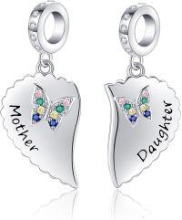 wholesale 925 Sterling Silver Butterfly Heart Pendant Bracelet & Necklace Set - Mother Daughter Gift-Mother