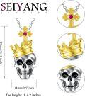 wholesale 925 Sterling Silver & Rose Gothic Revival Skull Necklace, 1.06 Inch Pendant, 18 Inch Chain, Gift Box, Life & Death Symbol-0-1