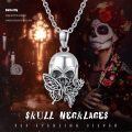 wholesale 925 Sterling Silver Butterfly & Flower Design Pirate Skull Pendant Gothic Necklace for Women and Men-0-5