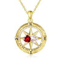 wholesale 925 Sterling Silver Compass Pendant with Birthstones for Women-01-04-Jan-Apr