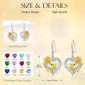wholesale 925 Sterling Silver Cubic Zirconia Sunflower Heart Dangle Hoop Earrings-0-2