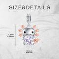 wholesale 925 Sterling Silver Axolotl Charm with Pink Birthstone Heart Pendant for Bracelets Jewelry Making Gifts for Women-0-13